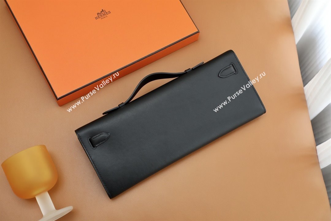 Hermes Kelly Cut Clutch Bag in Original Swift Leather Black/Gold (Full Handmade) (AYA-25120308)