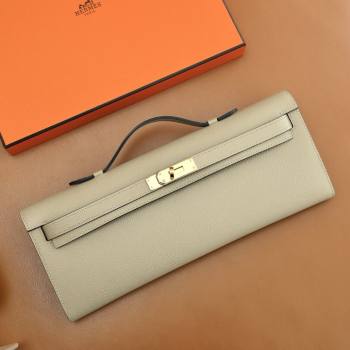 Hermes Kelly Cut Clutch Bag in Original Epsom Leather Trench Grey/Gold (Full Handmade) (AYA-25120310)