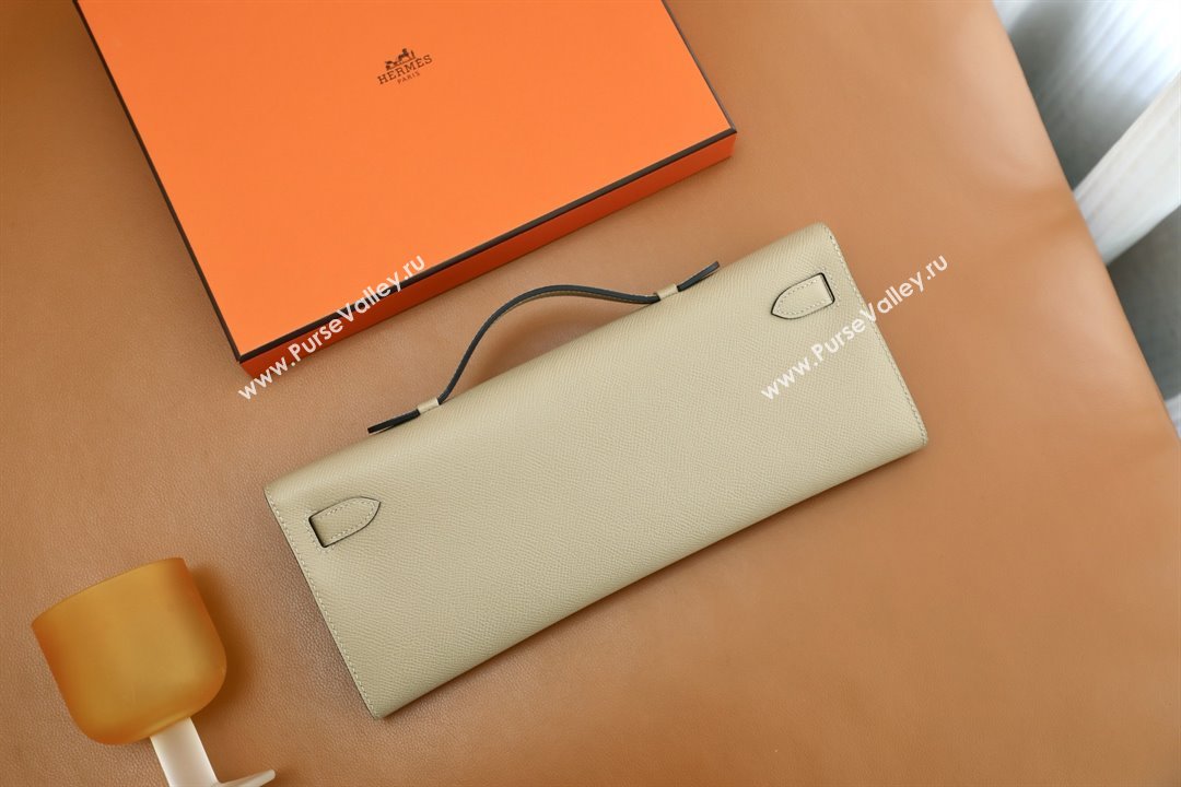 Hermes Kelly Cut Clutch Bag in Original Epsom Leather Trench Grey/Gold (Full Handmade) (AYA-25120310)