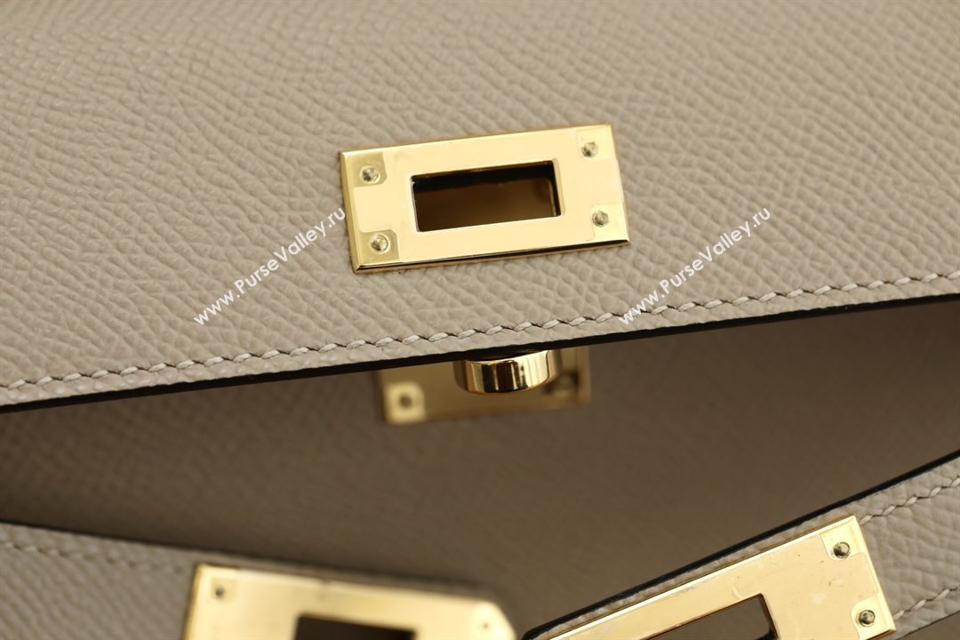 Hermes Kelly Cut Clutch Bag in Original Epsom Leather Trench Grey/Gold (Full Handmade) (AYA-25120310)