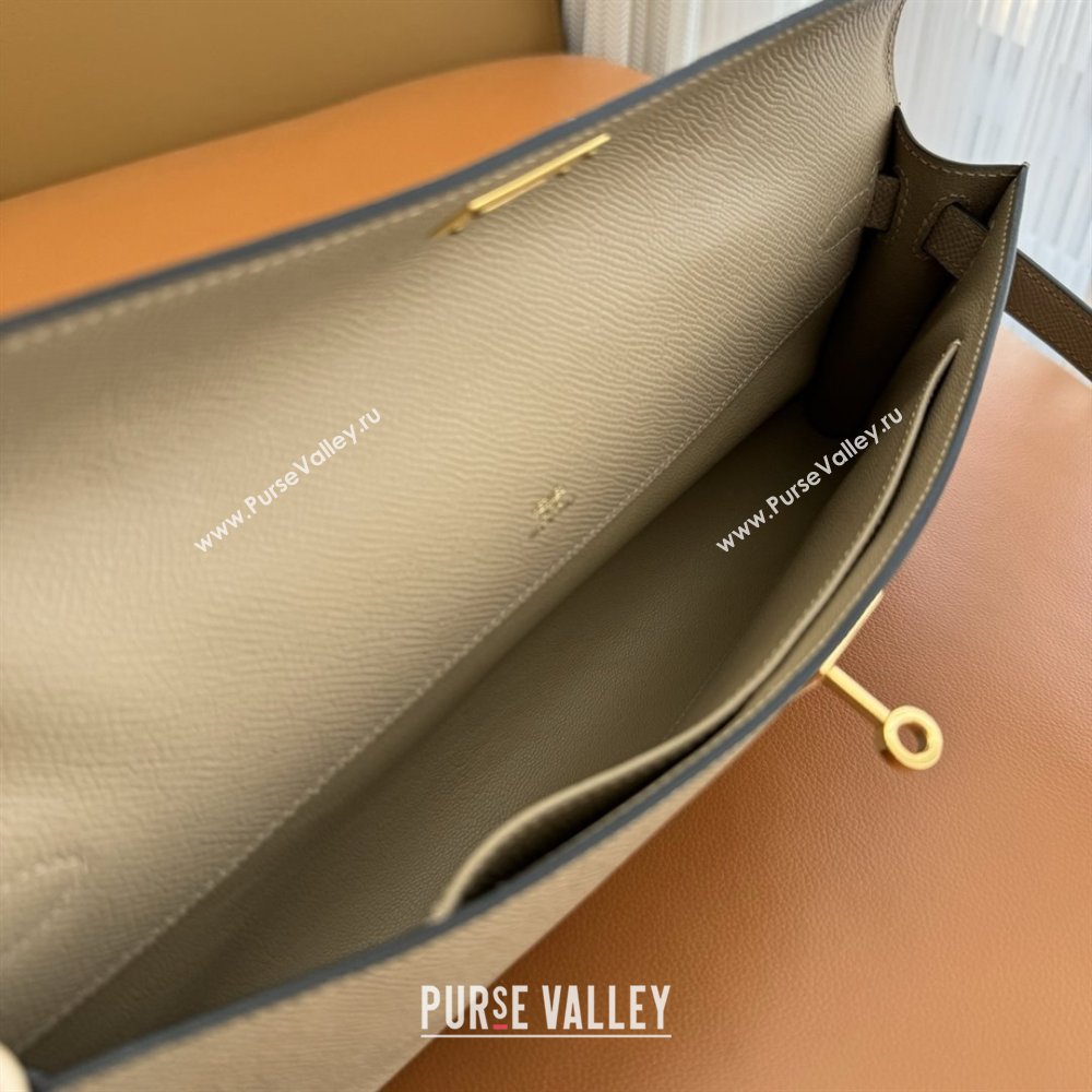 Hermes Kelly Cut Clutch Bag in Original Epsom Leather Trench Grey/Gold (Full Handmade) (AYA-25120310)