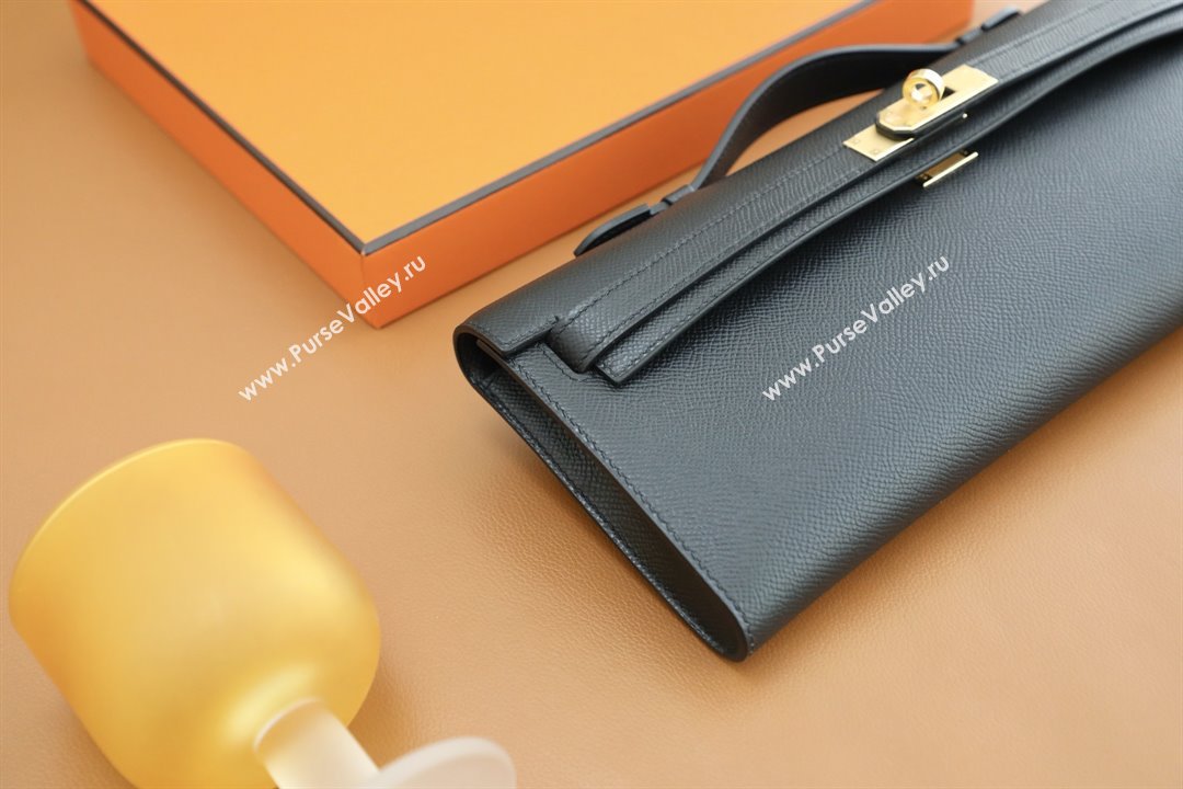 Hermes Kelly Cut Clutch Bag in Original Epsom Leather Black/Gold (Full Handmade) (AYA-25120314)