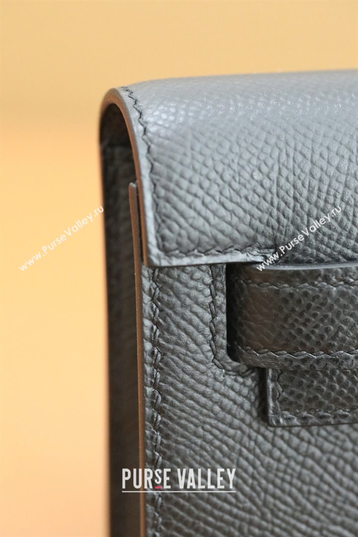 Hermes Kelly Cut Clutch Bag in Original Epsom Leather Black/Gold (Full Handmade) (AYA-25120314)