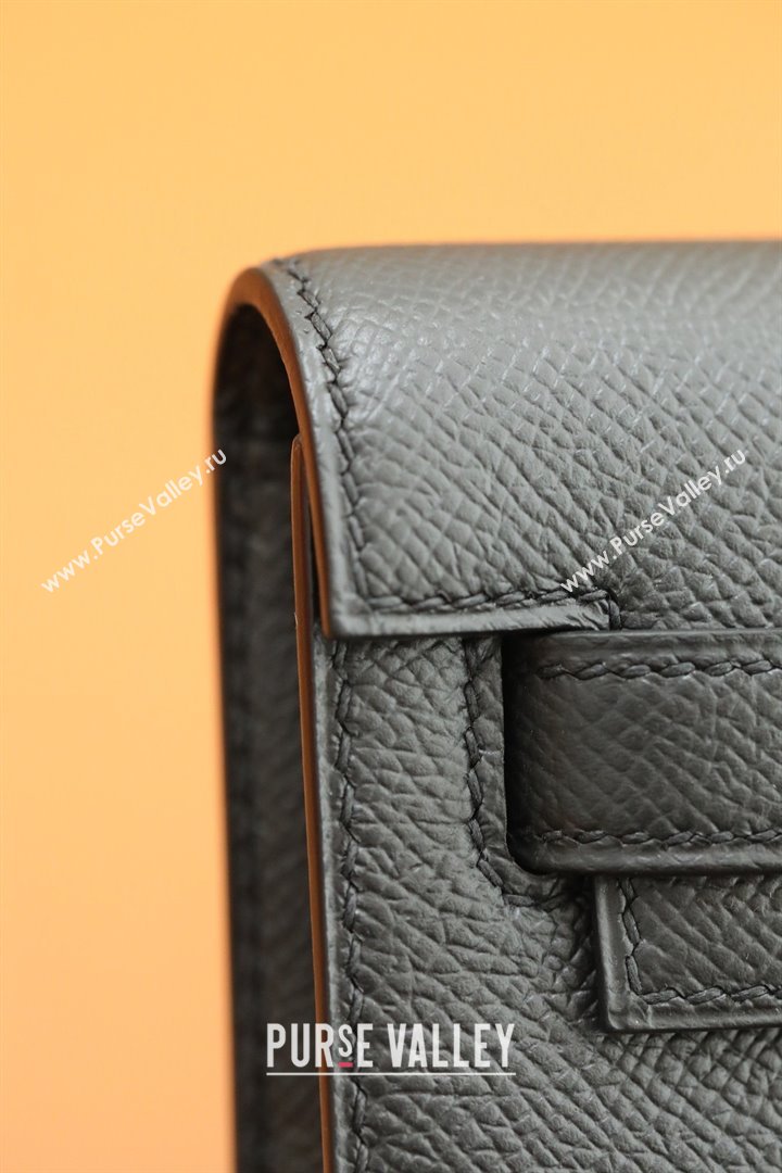 Hermes Kelly Cut Clutch Bag in Original Epsom Leather Black/Silver (Full Handmade) (AYA-25120315)