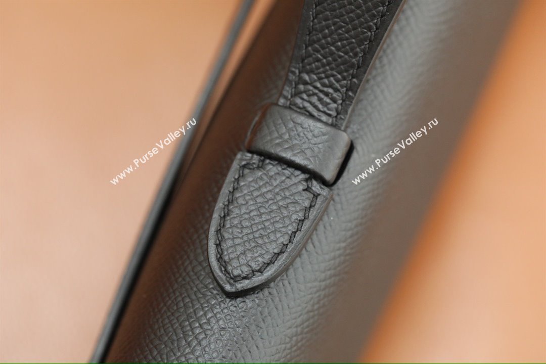 Hermes Kelly Cut Clutch Bag in Original Epsom Leather Black/Silver (Full Handmade) (AYA-25120315)