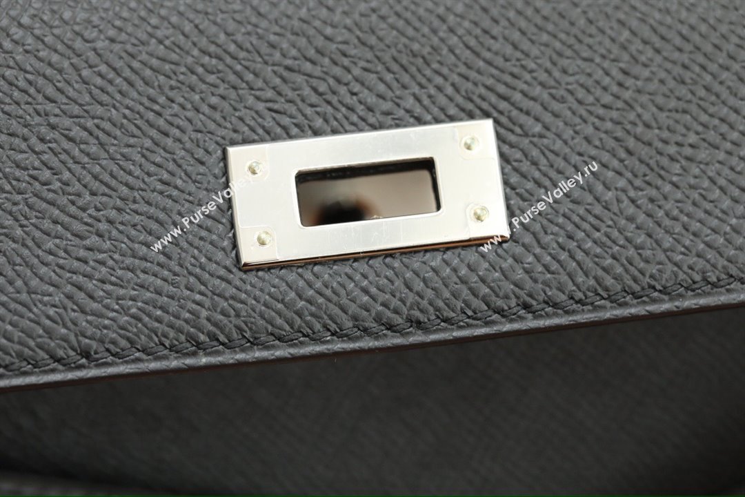 Hermes Kelly Cut Clutch Bag in Original Epsom Leather Black/Silver (Full Handmade) (AYA-25120315)