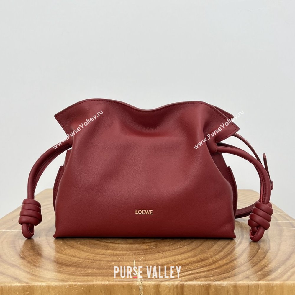 Loewe Flamenco Mini Clutch in Nappa Calfskin Deep Red 2025 (KK-25120607)