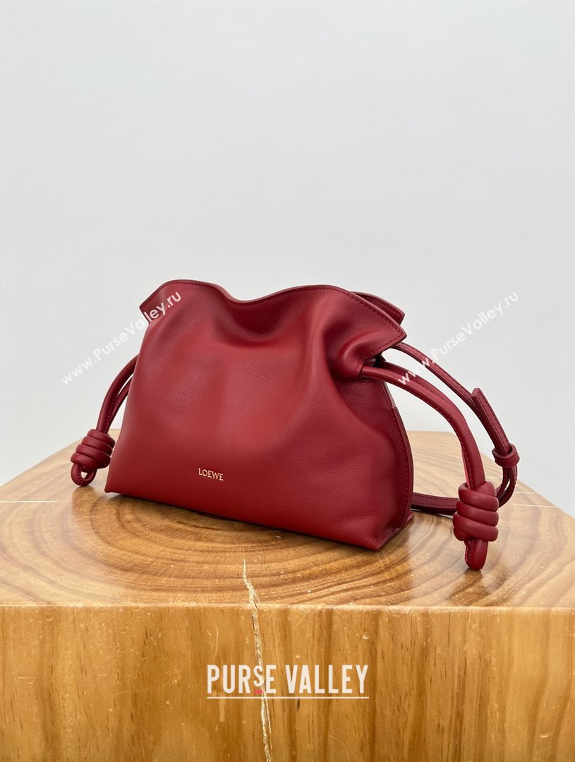 Loewe Flamenco Mini Clutch in Nappa Calfskin Deep Red 2025 (KK-25120607)
