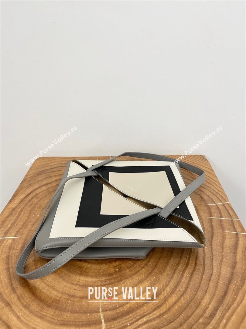 Loewe Medium Puzzle Fold Tote in Nappa Calfskin Grey/White 2025 (KK-25120603)