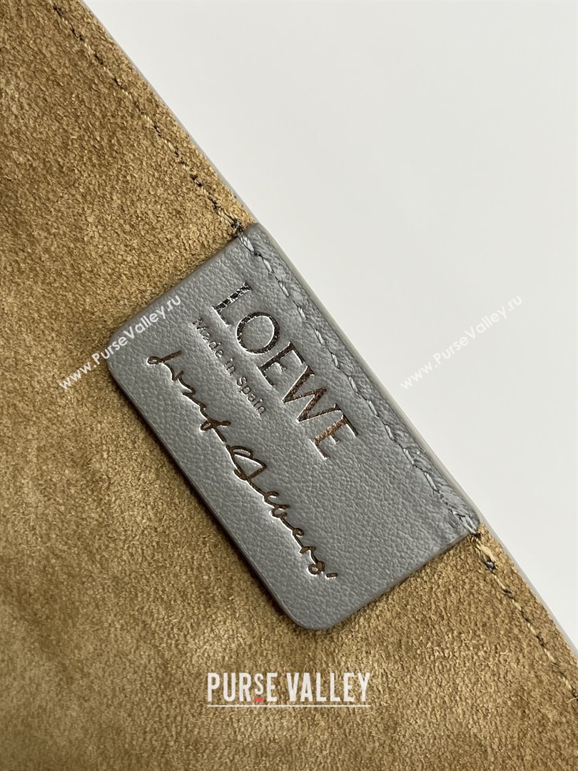 Loewe Medium Puzzle Fold Tote in Nappa Calfskin Grey/White 2025 (KK-25120603)