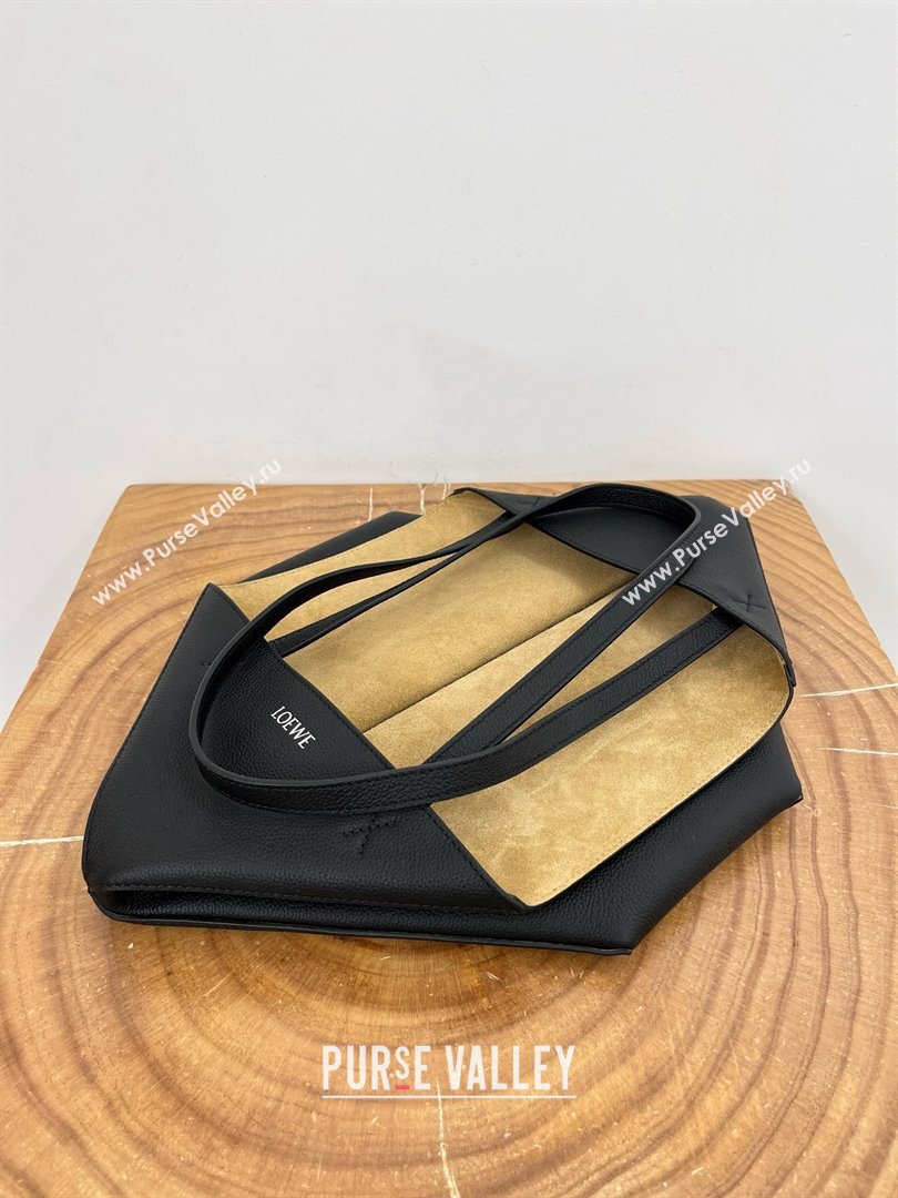 Loewe Medium Horizontal Puzzle Fold Tote in Soft Grained Calfskin Black 2025 (KK-25120605)