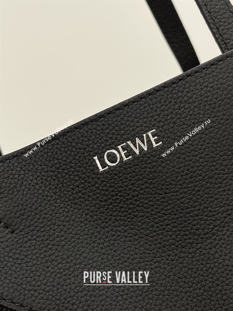 Loewe Medium Horizontal Puzzle Fold Tote in Soft Grained Calfskin Black 2025 (KK-25120605)