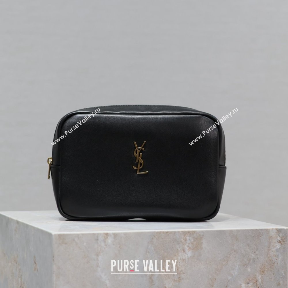 Saint Laurent Calypso Cosmetic Pouch in Lambskin 767101/765026 Black (YY-25121219)