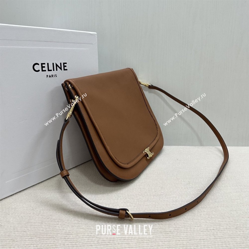 Celine Besace Soft Triomphe in Supple Shiny Lambskin 123632 Tan 2025 (BL-25120903)