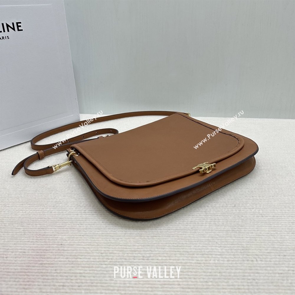 Celine Besace Soft Triomphe in Supple Shiny Lambskin 123632 Tan 2025 (BL-25120903)