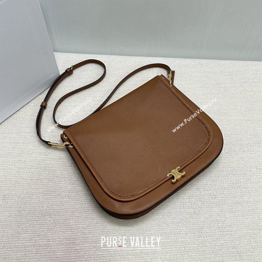 Celine Besace Soft Triomphe in Supple Shiny Lambskin 123632 Tan 2025 (BL-25120903)