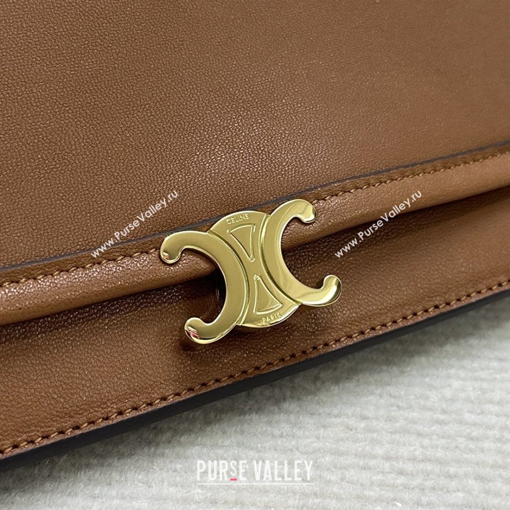 Celine Besace Soft Triomphe in Supple Shiny Lambskin 123632 Tan 2025 (BL-25120903)