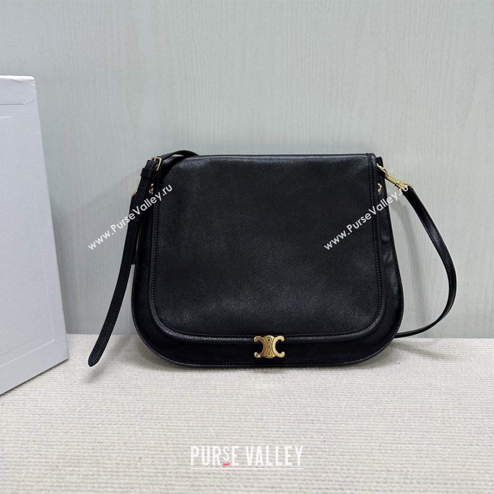 Celine Besace Soft Triomphe in Supple Shiny Lambskin 123632 Black 2025 (BL-25120902)