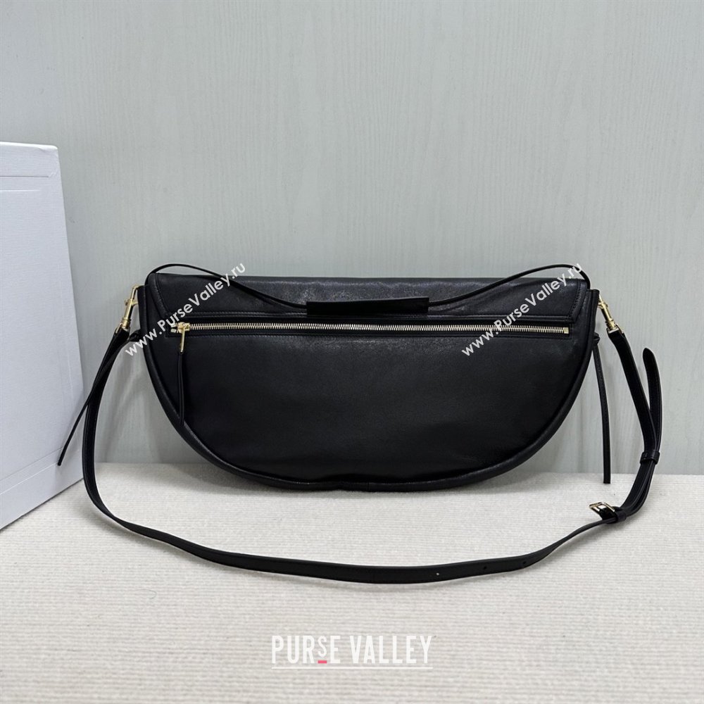 Celine Halfmoon Soft Triomphe Bag in Supple Shiny Lambskin 124142 Black 2025 (BL-25120904)