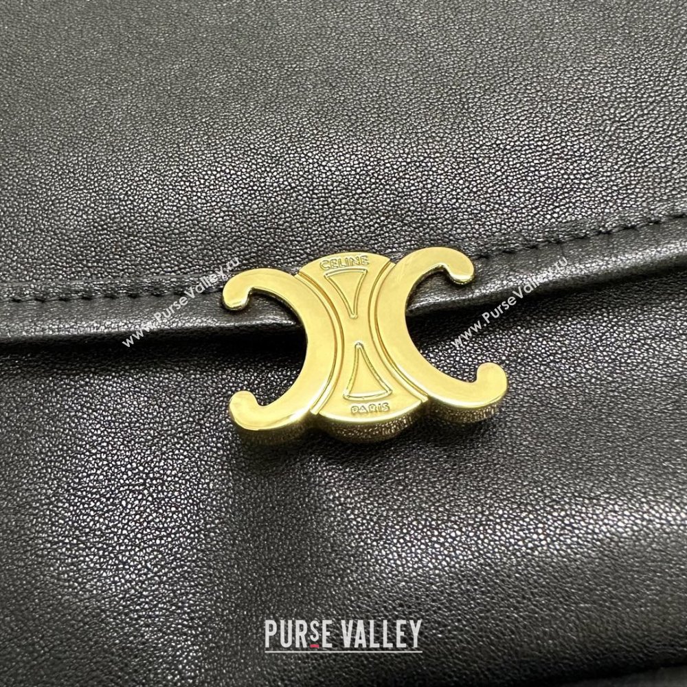 Celine Halfmoon Soft Triomphe Bag in Supple Shiny Lambskin 124142 Black 2025 (BL-25120904)