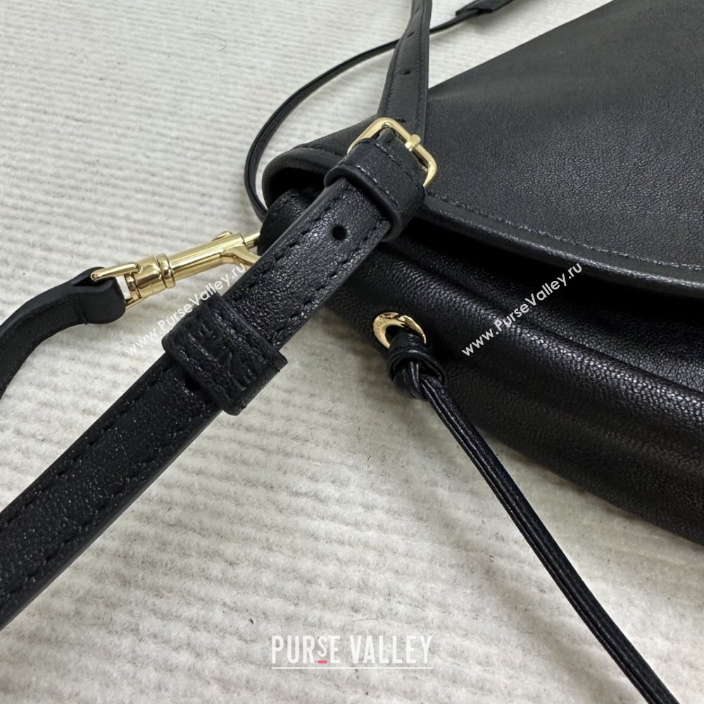 Celine Halfmoon Soft Triomphe Bag in Supple Shiny Lambskin 124142 Black 2025 (BL-25120904)