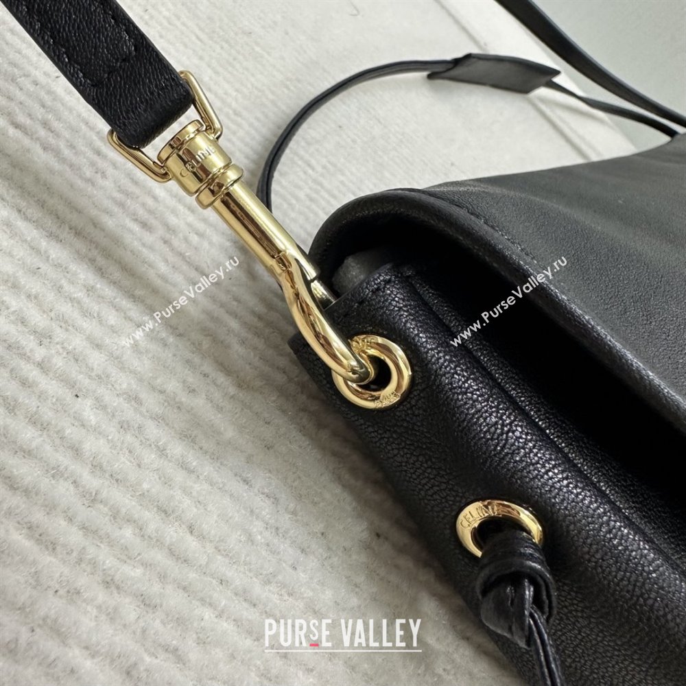 Celine Halfmoon Soft Triomphe Bag in Supple Shiny Lambskin 124142 Black 2025 (BL-25120904)