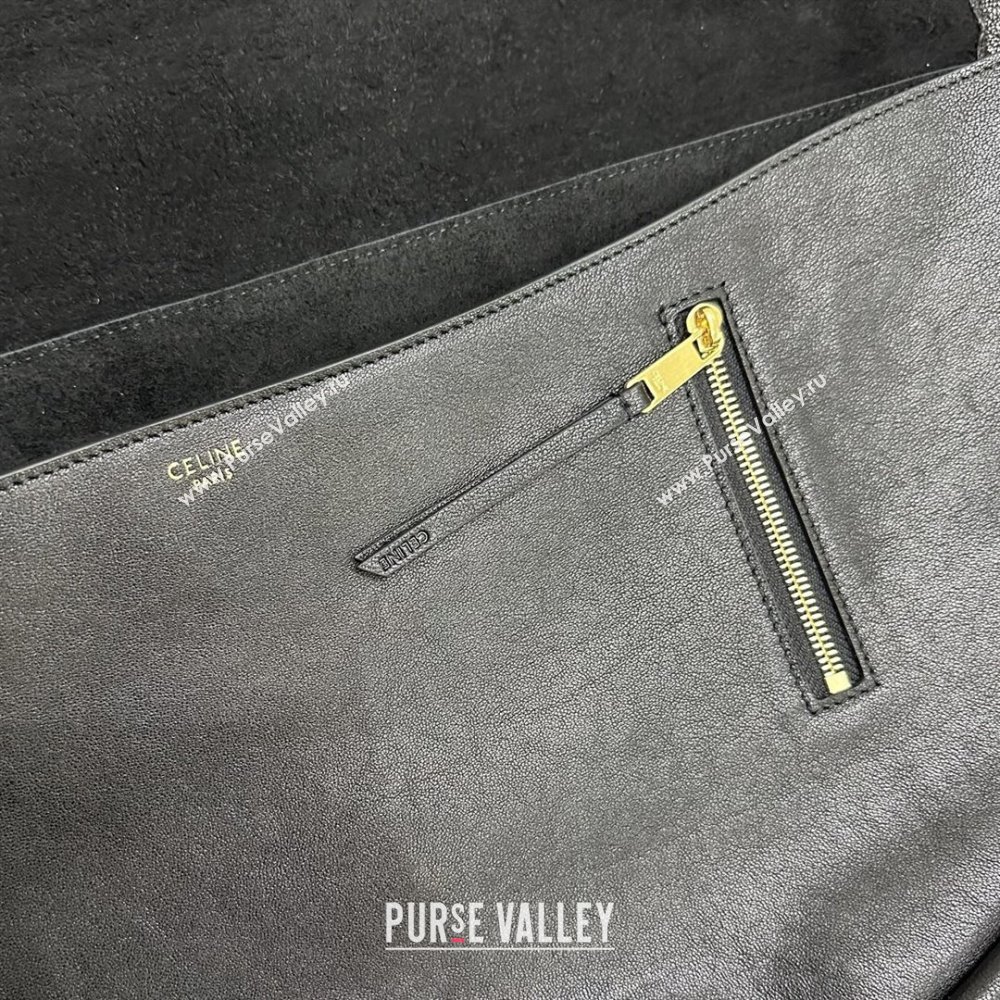 Celine Halfmoon Soft Triomphe Bag in Supple Shiny Lambskin 124142 Black 2025 (BL-25120904)