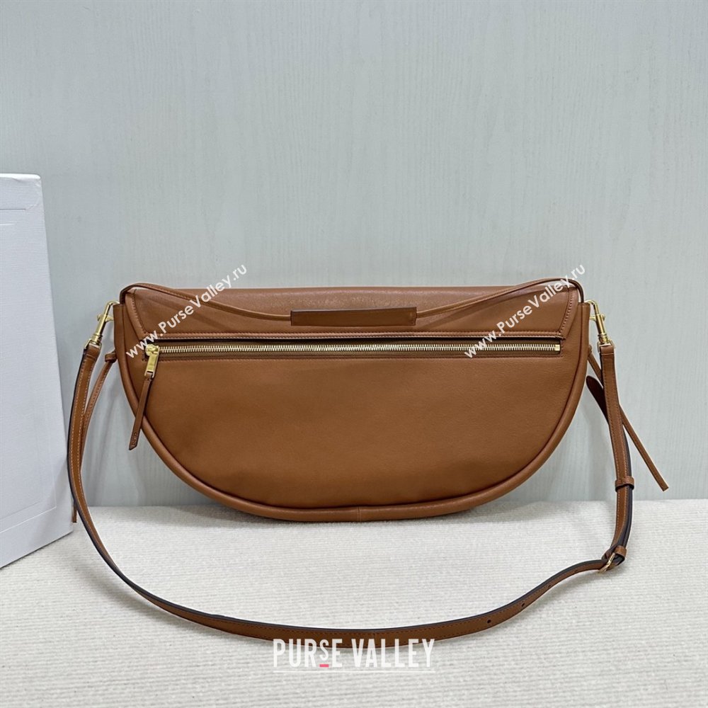 Celine Halfmoon Soft Triomphe Bag in Supple Shiny Lambskin 124142 Tan 2025 (BL-25120905)