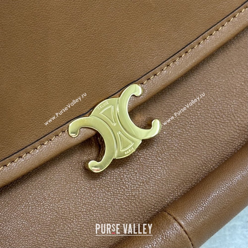 Celine Halfmoon Soft Triomphe Bag in Supple Shiny Lambskin 124142 Tan 2025 (BL-25120905)