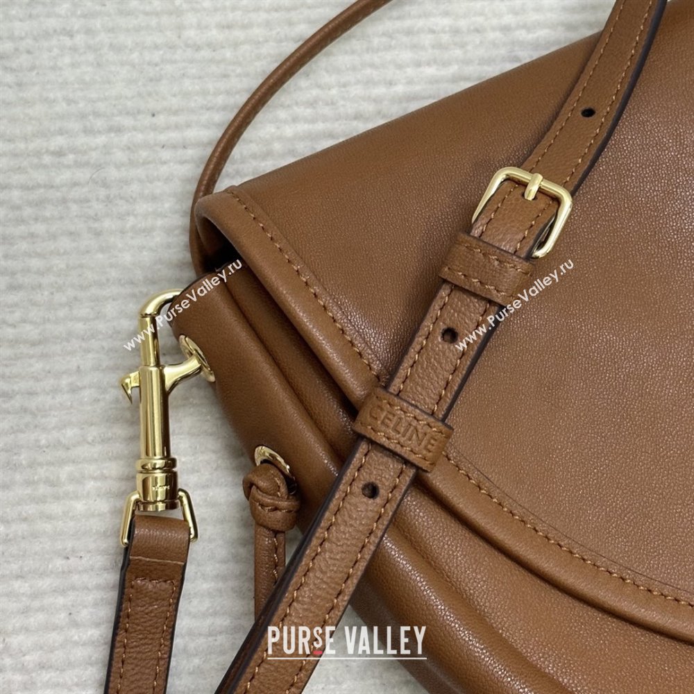 Celine Halfmoon Soft Triomphe Bag in Supple Shiny Lambskin 124142 Tan 2025 (BL-25120905)