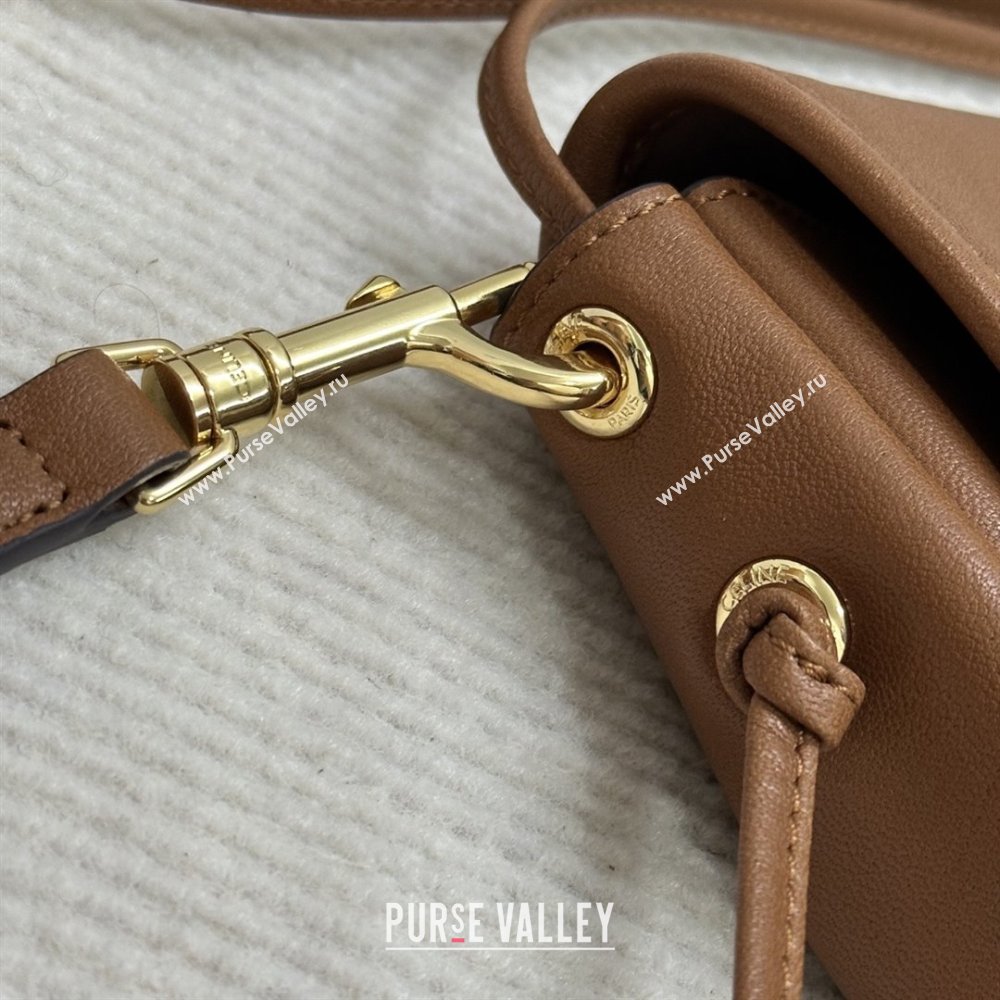 Celine Halfmoon Soft Triomphe Bag in Supple Shiny Lambskin 124142 Tan 2025 (BL-25120905)