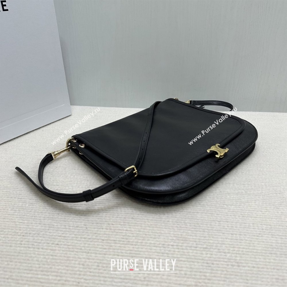 Celine Besace Soft Triomphe in Supple Shiny Lambskin 123632 Black 2025 (BL-25120902)