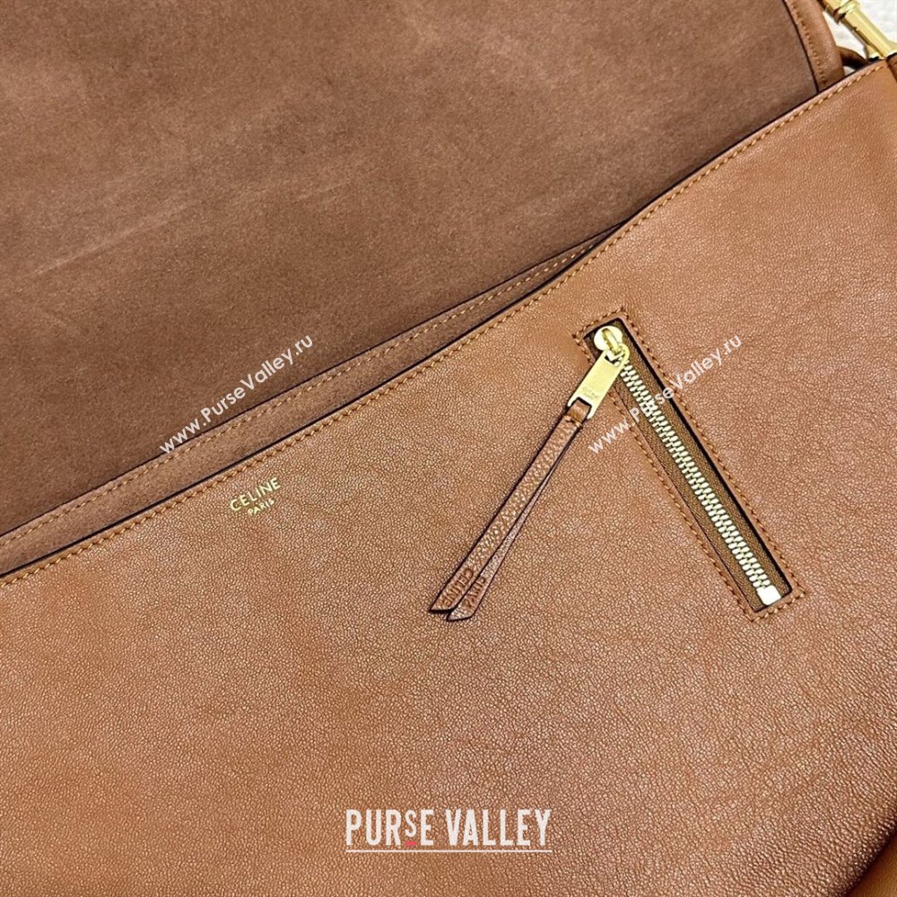 Celine Halfmoon Soft Triomphe Bag in Supple Shiny Lambskin 124142 Tan 2025 (BL-25120905)