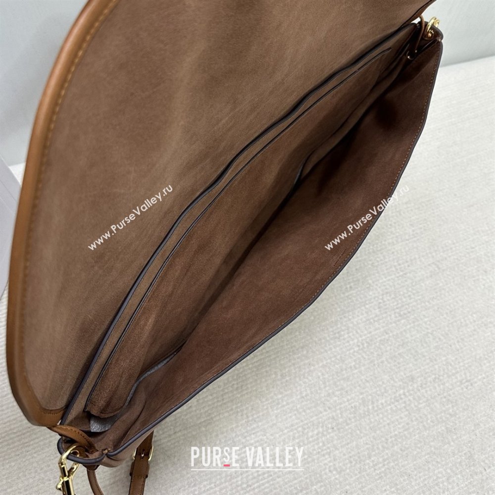 Celine Halfmoon Soft Triomphe Bag in Supple Shiny Lambskin 124142 Tan 2025 (BL-25120905)