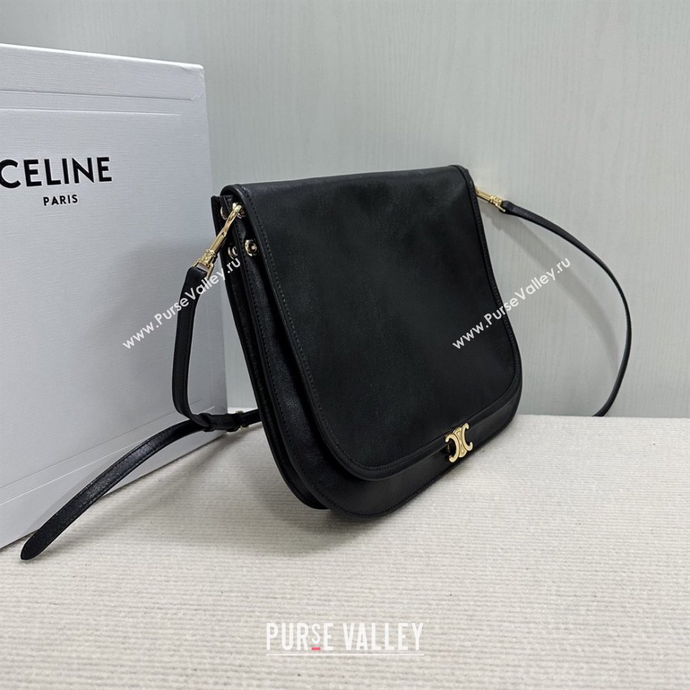 Celine Besace Soft Triomphe in Supple Shiny Lambskin 123632 Black 2025 (BL-25120902)