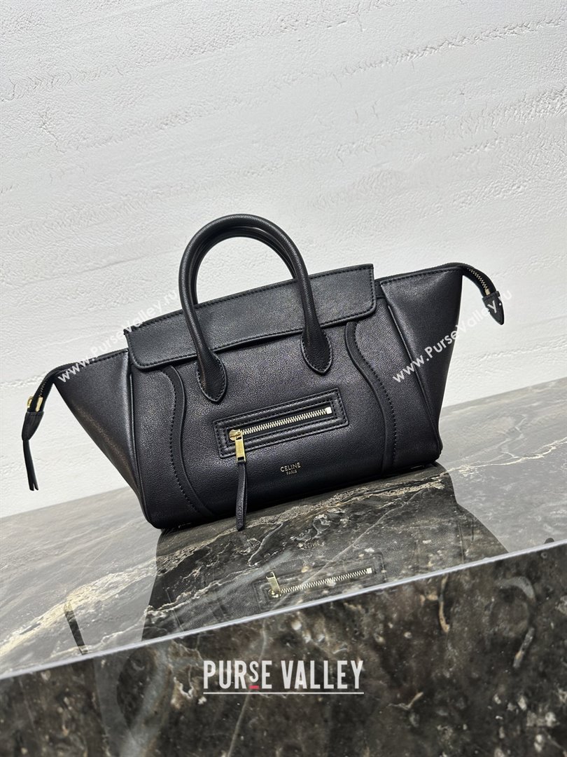 Celine Small New Luggage in Supple Shiny Lambskin 124213 Black 2025 (BL-25120907)