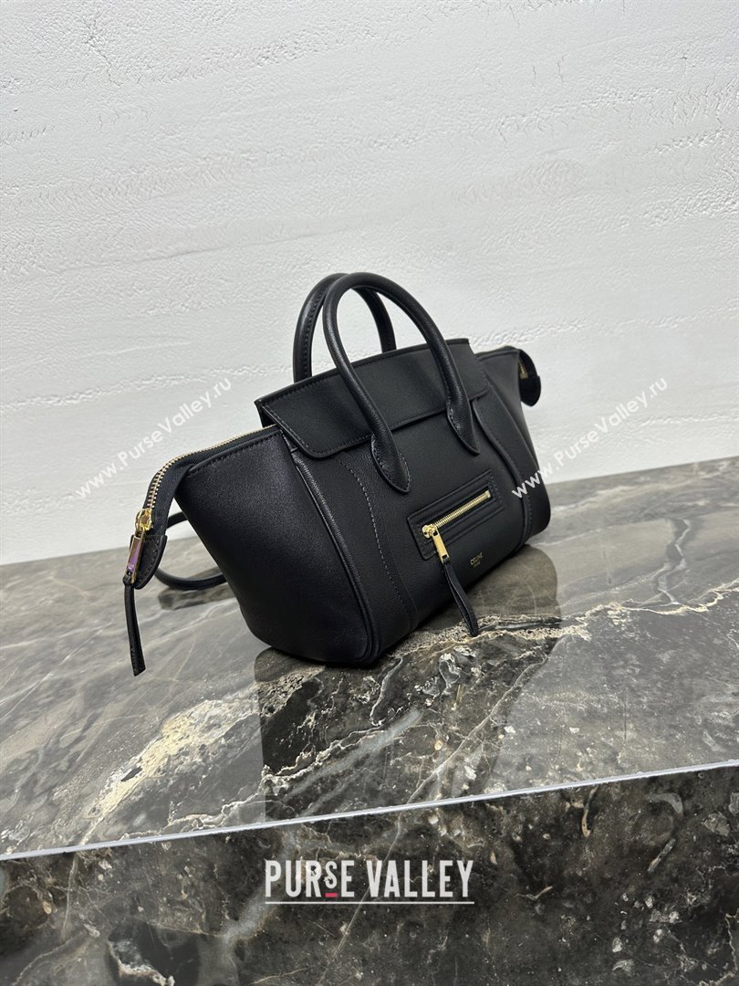 Celine Small New Luggage in Supple Shiny Lambskin 124213 Black 2025 (BL-25120907)