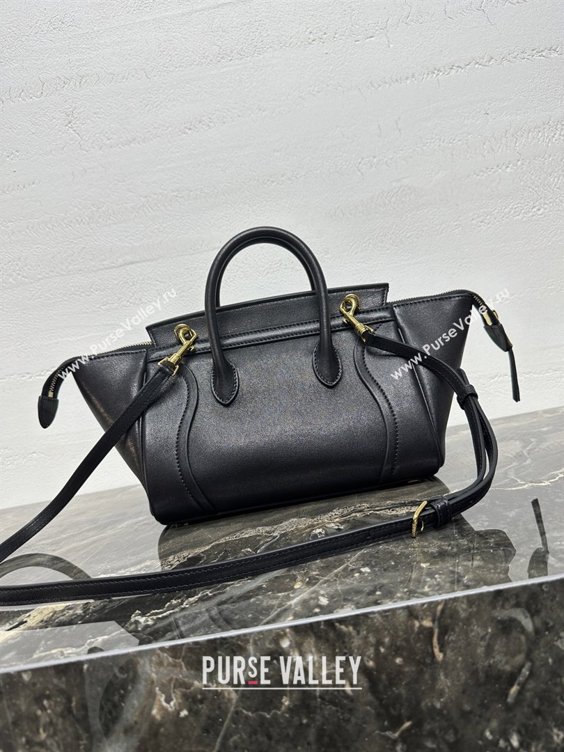 Celine Small New Luggage in Supple Shiny Lambskin 124213 Black 2025 (BL-25120907)