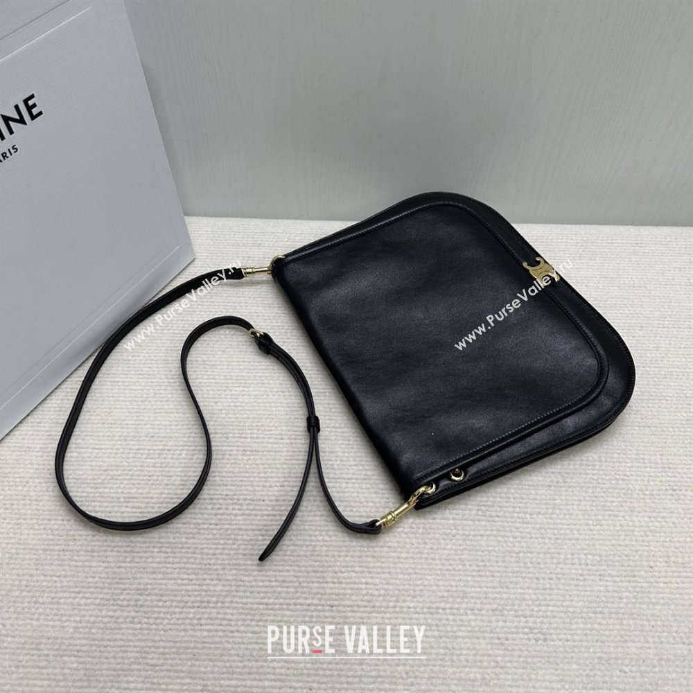 Celine Besace Soft Triomphe in Supple Shiny Lambskin 123632 Black 2025 (BL-25120902)