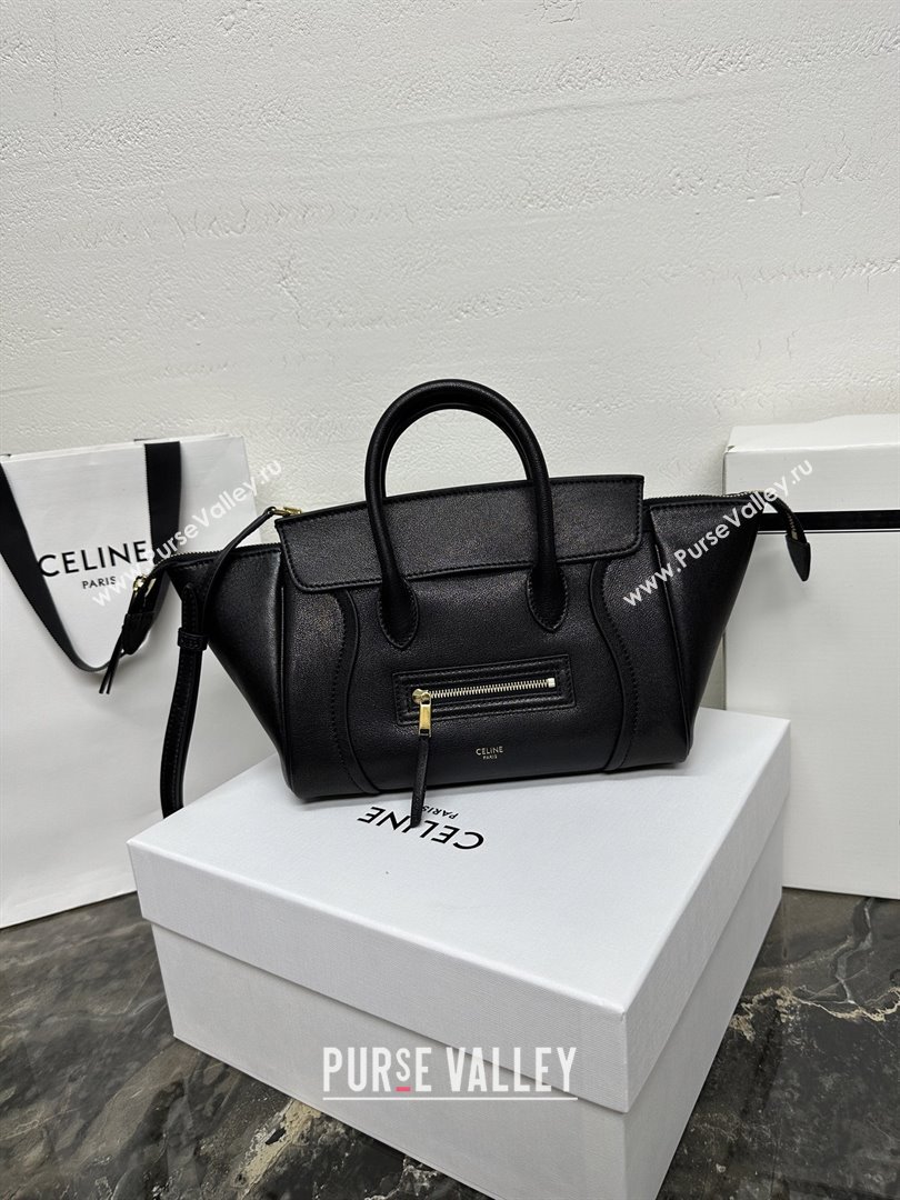 Celine Small New Luggage in Supple Shiny Lambskin 124213 Black 2025 (BL-25120907)