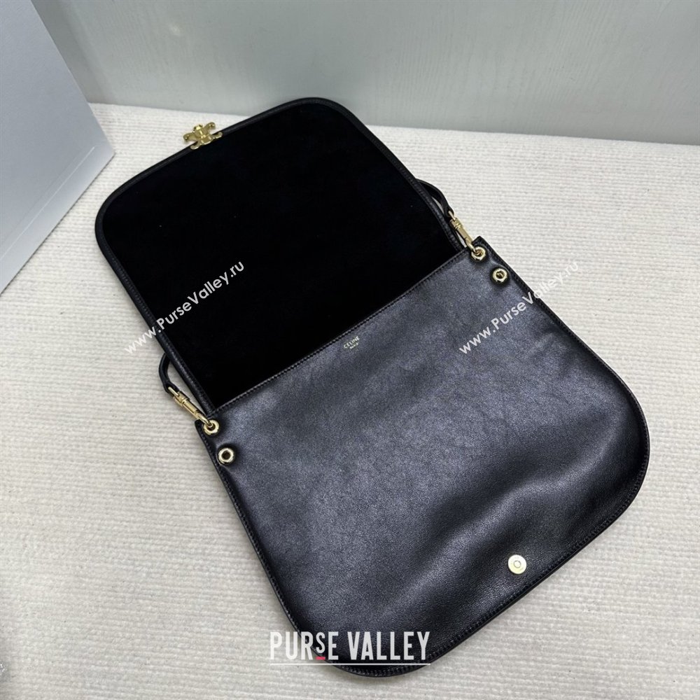 Celine Besace Soft Triomphe in Supple Shiny Lambskin 123632 Black 2025 (BL-25120902)