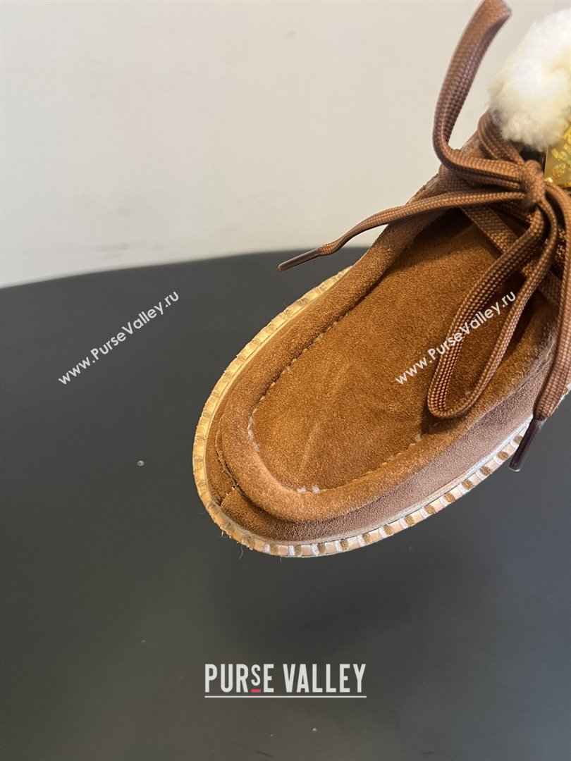 Prada Suede Shearling Platform Lace-up Boots P121604 Brown 2025 (MGN-25121604)