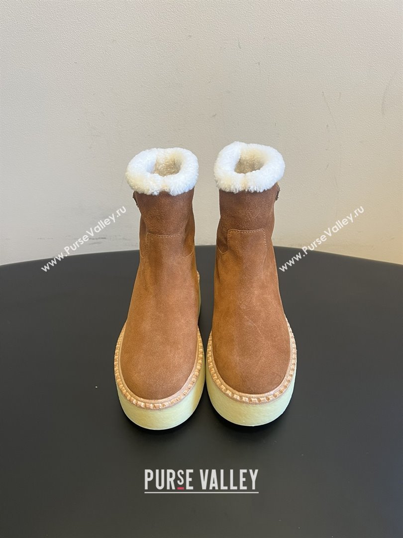 Prada Suede Shearling Platform Booties P121606 Brown 2025 (MGN-25121606)