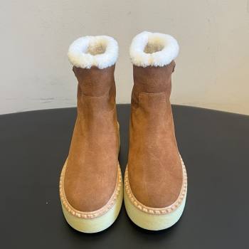 Prada Suede Shearling Platform Booties P121606 Brown 2025 (MGN-25121606)