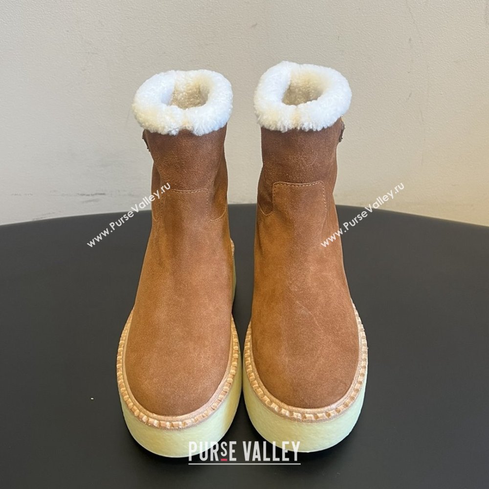 Prada Suede Shearling Platform Booties P121606 Brown 2025 (MGN-25121606)