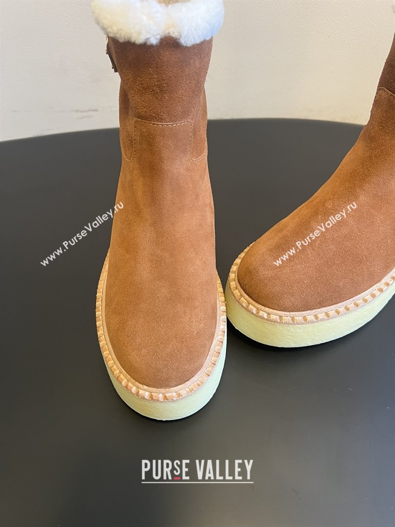 Prada Suede Shearling Platform Booties P121606 Brown 2025 (MGN-25121606)