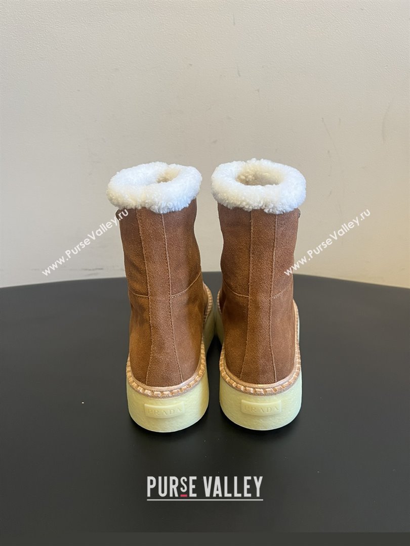 Prada Suede Shearling Platform Booties P121606 Brown 2025 (MGN-25121606)