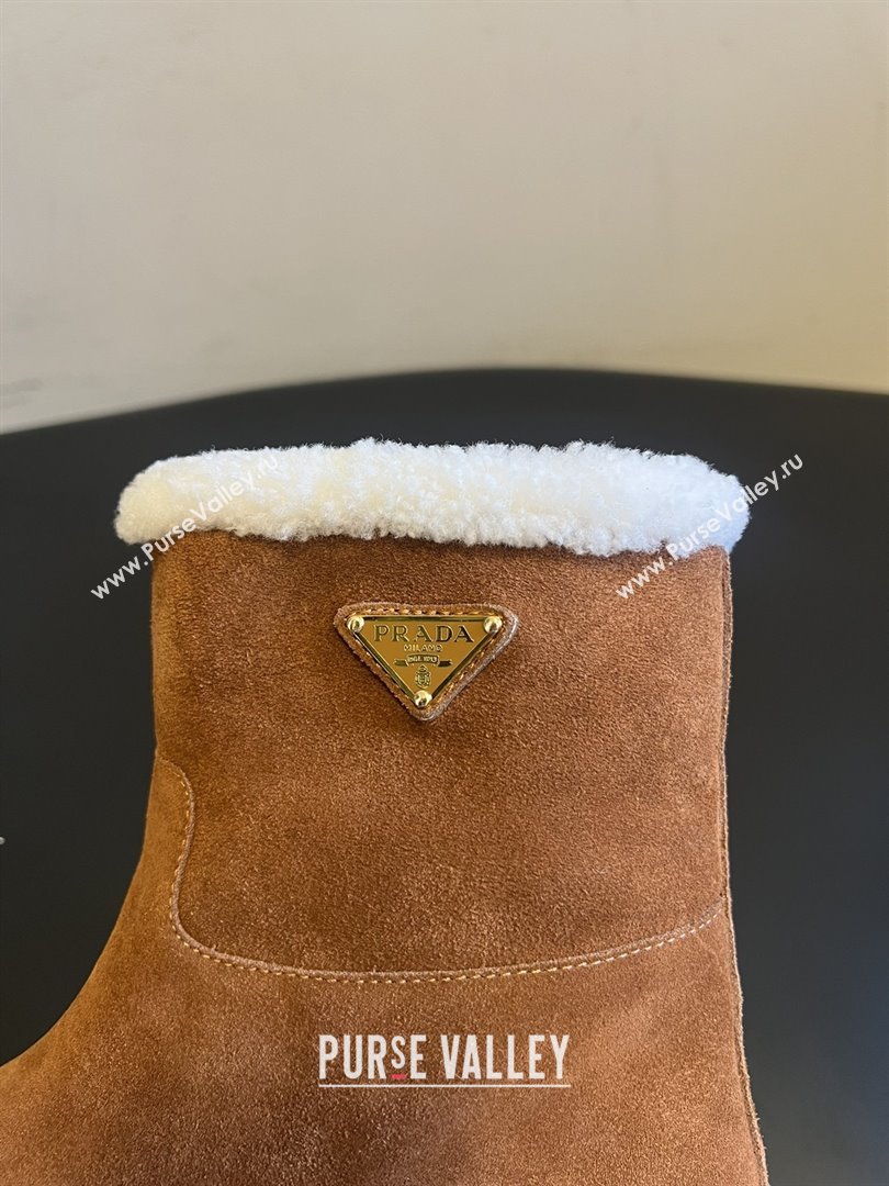 Prada Suede Shearling Platform Booties P121606 Brown 2025 (MGN-25121606)
