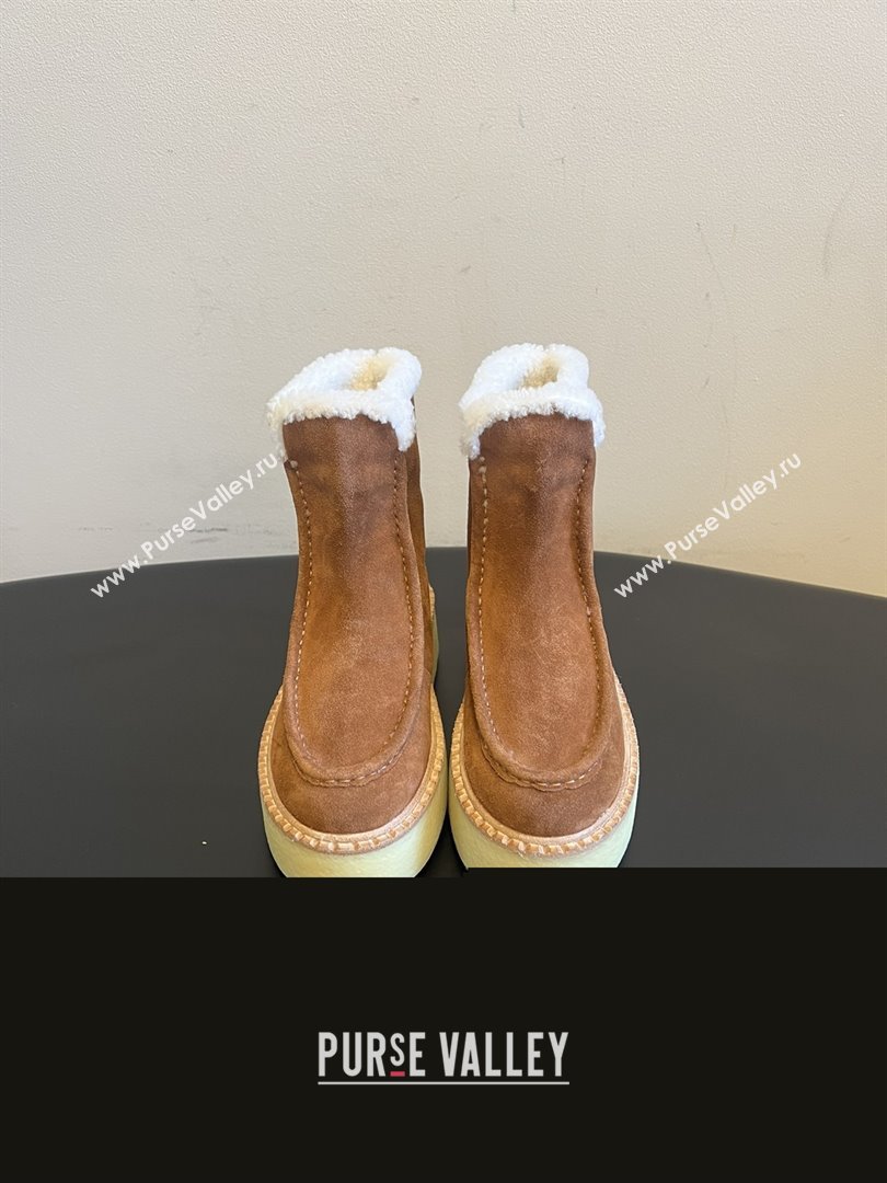 Prada Suede Shearling Platform Booties P121607 Brown 2025 (MGN-25121607)