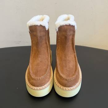 Prada Suede Shearling Platform Booties P121607 Brown 2025 (MGN-25121607)